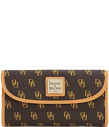 Image of Dooney & Bourke Blakely Collection Signature Logo Continental Contrast Trim Clutch Wallet