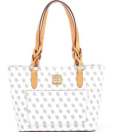 Image of Dooney & Bourke Blakely Collection Small Signature Logo Tammy Magnetic Snap Brown Tote Bag