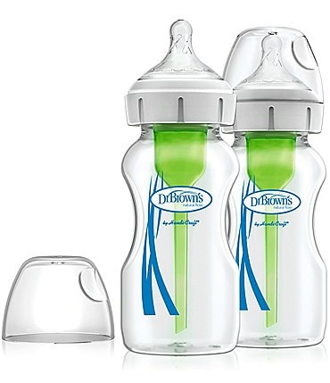 Image of Dr. Brown's Options+ Anti-Colic Wide-Neck 9oz Glass Baby Bottle 2-Pack