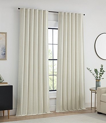 Image of Eclipse Energy Decor Absolute Zero Total Black Out Faux Linen Drapery Panel Pair