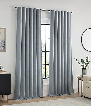 Image of Eclipse Energy Decor Absolute Zero Total Black Out Faux Linen Drapery Panel Pair