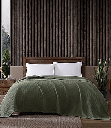 Image of Eddie Bauer Solid Waffle Cotton Bed Blanket
