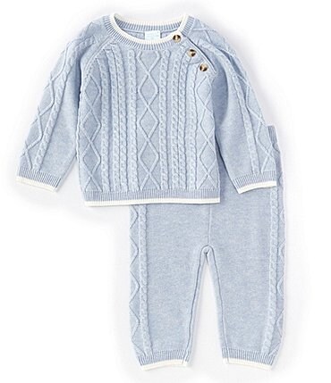 Image of Edgehill Collection Baby Boy Newborn-9 Months Sweater Knit Top & Pull-On Pants 2-Piece Set