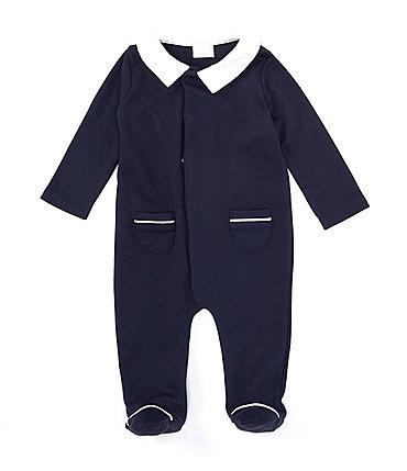 Image of Edgehill Collection Baby Boys Newborn-6 Months Long Sleeve Round Collared Neck Footed Coverall