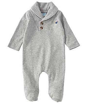 Image of Edgehill Collection Baby Boys Newborn-6 Months Shaw Collar Long Sleeve Interlock Footed Coverall