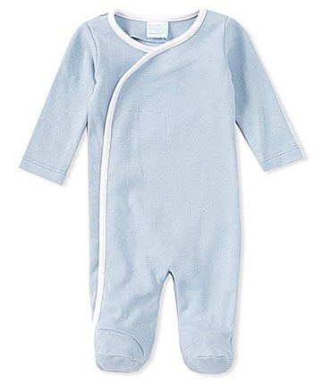 Image of Edgehill Collection Baby Boys Round Neck Long Sleeve Asymmetric Footie Coverall