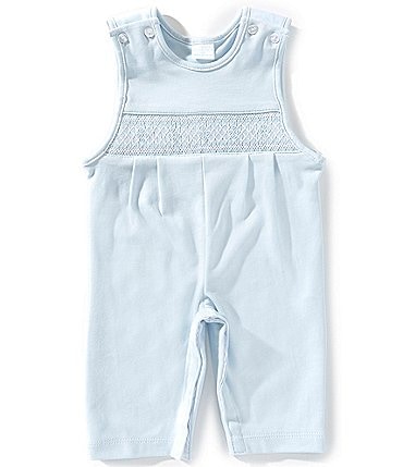 Image of Edgehill Collection Baby Boys Solid Pima Cotton Hand Smocked Jon Jon Romper