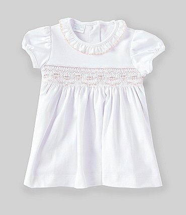 Image of Edgehill Collection Baby Girls 3 - 9 Months Short Sleeve Annamae Ruffled Neck Dress