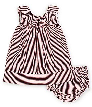 Image of Edgehill Collection Baby Girls 3-24 Months Family Matching Scallop Collar Stripe Dress
