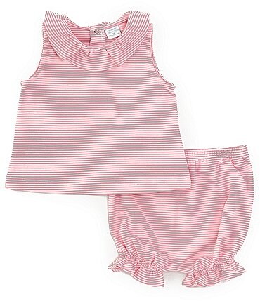 Image of Edgehill Collection Baby Girls 3-24 Months Stripe Peter Pan Collar Knit Top & Bloomers Set