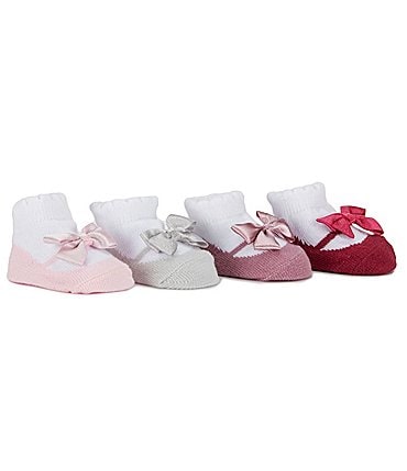 Image of Edgehill Collection Baby Girls 4-Pack Mary Jane Socks