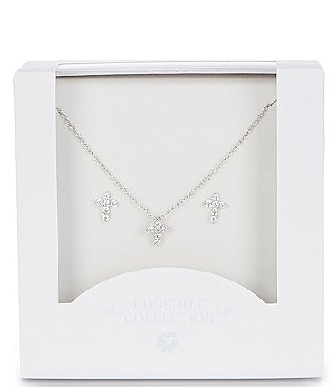 Image of Edgehill Collection Baby Girls Cross Necklace & Earings Set