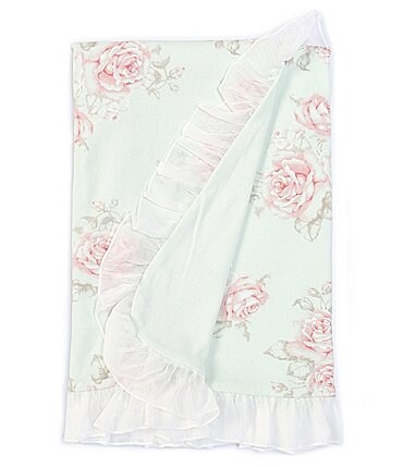 Image of Edgehill Collection Baby Girls Floral Chiffon Ruffle Blanket
