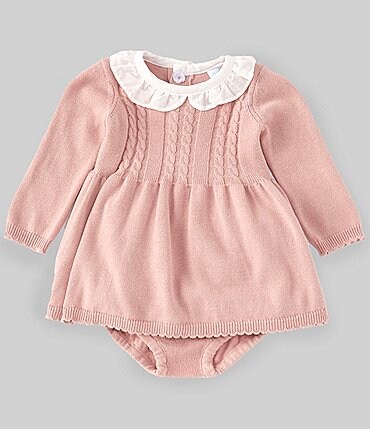 Image of Edgehill Collection Baby Girls Newborn-24 Months Long Sleeve Sweater Dress & Bloomers Set