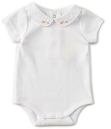 Image of Edgehill Collection Baby Girls Newborn-6 Months Floral Embroidered-Collar Bodysuit