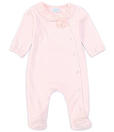 Image of Edgehill Collection Baby Girls Newborn-6 Months Pink Rosette Footed Coverall