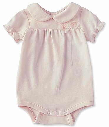 Image of Edgehill Collection Baby Girls Newborn-6 Months Short-Sleeve 3D Rosettes Bodysuit