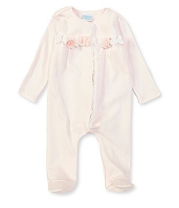 Image of Edgehill Collection Baby Girls Preemie-9 Months Rosette Footed Coverall