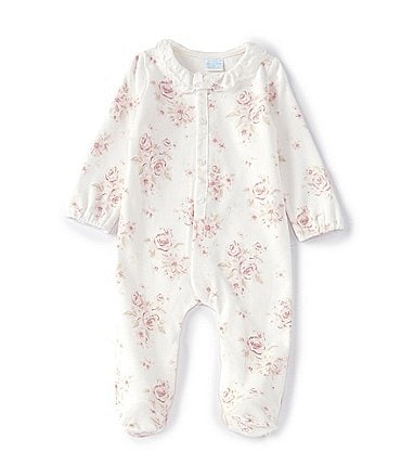 Image of Edgehill Collection Baby Girls Preemie-6 Months Long-Sleeve Floral Footed Coverall