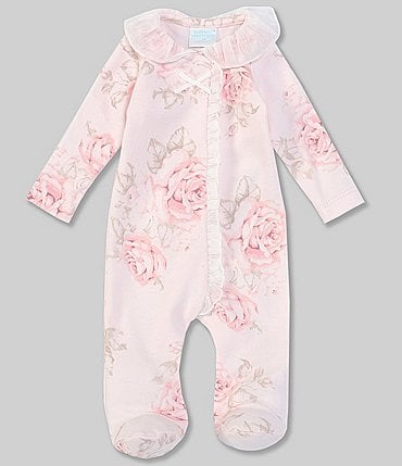 Image of Edgehill Collection Baby Girls Preemie-9 Months Long-Sleeve Vintage Floral Footed Coverall