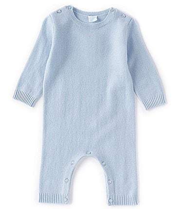 Image of Edgehill Collection Baby Newborn-12 Months Long-Sleeve Button Detail Cashmere Coverall