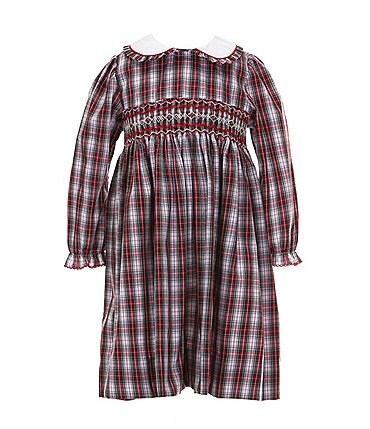 Image of Edgehill Collection Little Girl 2T-6X Short Sleeve Peter Pan Smocked Dress