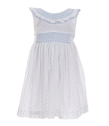 Image of Edgehill Collection Little Girl 2T-6X Smocked Peter Pan Collar Sleeveless Dress