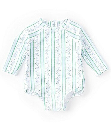 Image of Edgehill Collection x Pearly Gates Baby Girl 3-24 Months Long Sleeve One Piece Rashgaurd Swimsuit