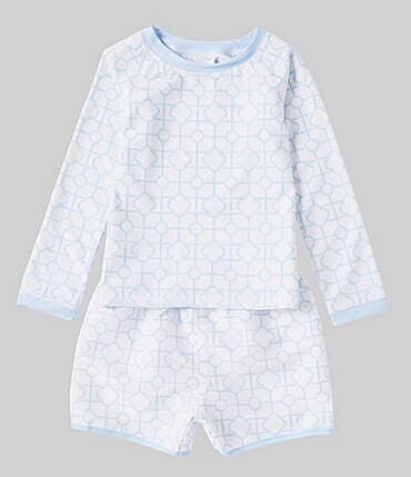 Image of Edgehill Collection x The Broke Brooke Baby Boys 3-24 Months Round Neck Long Sleeve Printed Rashgaurd Swim Set