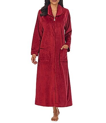 Image of Eileen West Velour Full Zip Long Cozy Caftan Robe