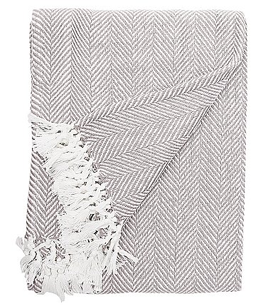 Image of ELISABETH YORK Torin  Herringbone & Fringed Cotton Throw Blanket