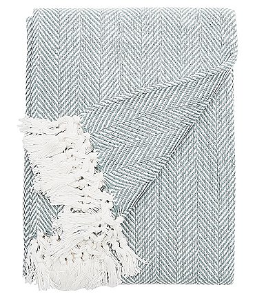 Image of ELISABETH YORK Torin  Herringbone & Fringed Cotton Throw Blanket