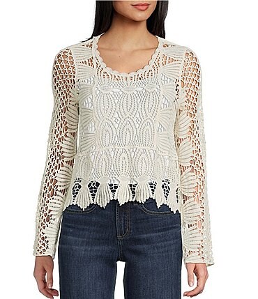 Image of Evolutionary Crochet Long Bell Sleeve Sweater Top