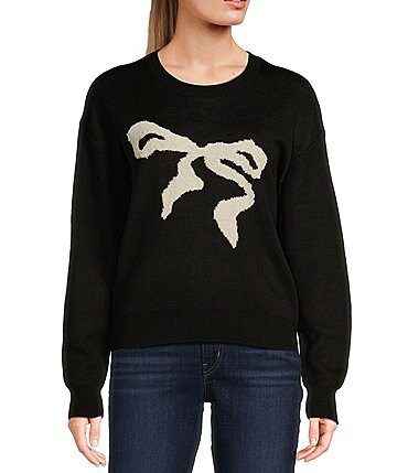Image of Evolutionary Long Sleeve Crew Neck Ribbon Pullover Sweater