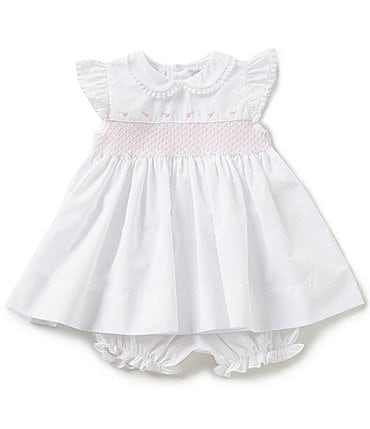 Image of Friedknit Creations Baby Girls 3-9 Months Flutter Sleeve Smocked Dress