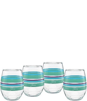 Image of Fiesta Farmhouse Chic Stripe Stemless Wine Glasses, Set of 4