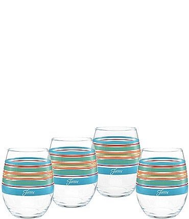 Image of Fiesta Rainbow Radiance Stripe Stemless Wine Glasses, Set of 4