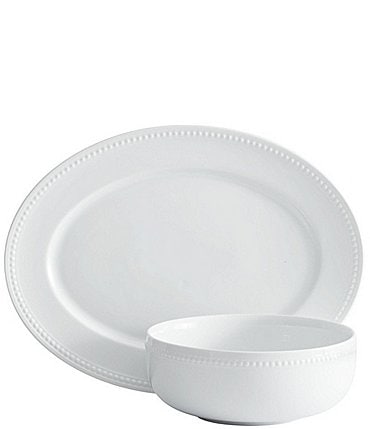 Image of Fitz and Floyd Everyday Beaded Serving Bowl and Platter Set