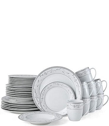 Image of Fitz and Floyd Platinum Vine 32-Piece Dinnerware Set