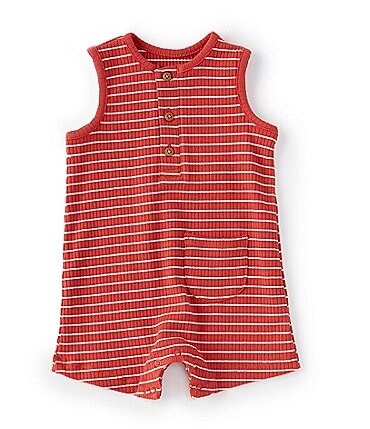 Image of Focus Baby 3-12 Months Sleeveless Striped Rib-Knit Romper