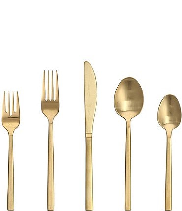 Image of Fortessa Arezzo Brushed Gold 20-Piece Stainless Steel Flatware Set