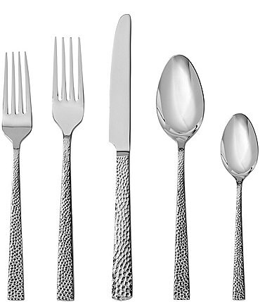 Image of Fortessa Nomad 40-Piece Hammered Silver Stainless Steel Flatware Set