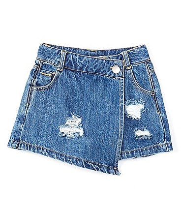 Image of GB Little Girls 2T-6X Distressed Denim Asymmetrical Skort