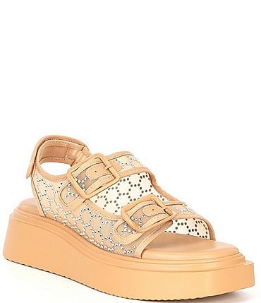 Image of GB High-Speed Rhinestone Mesh Platform Sandals