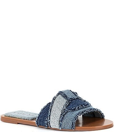 Image of Gianni Bini BrodyThree Patchwork Denim Slide Sandals