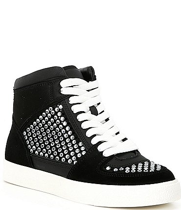 Image of Gianni Bini Evie Perforated Rhinestone High Top Sneakers