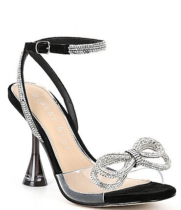 Image of Gianni Bini Haydn Clear Rhinestone Bow Ankle Strap Dress Heels
