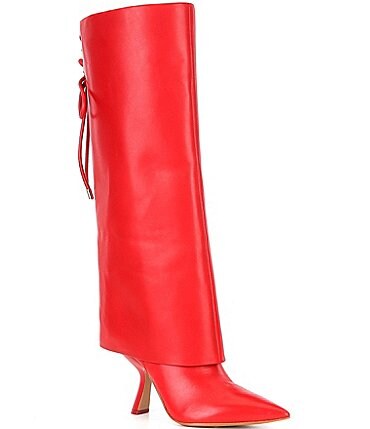 Image of Gianni Bini Moe Leather Foldover Pointed Toe Tall Boots
