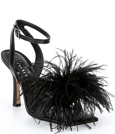 Image of Gianni Bini Neela Feather Square Toe Dress Sandals