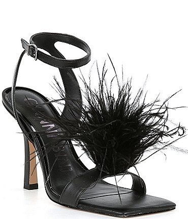 Image of Gianni Bini Neela Feather Square Toe Dress Sandals